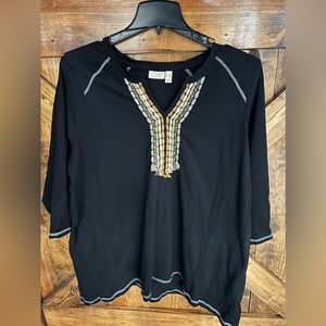 LOGO by Lori Goldstein Black V-neck‎ T-shirt Women's Sz 2X